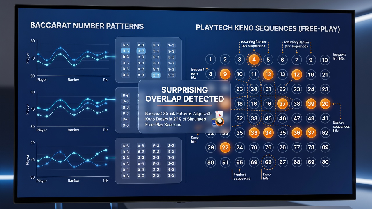 Keno and Baccarat sequence comparison charts from Playtech systems
